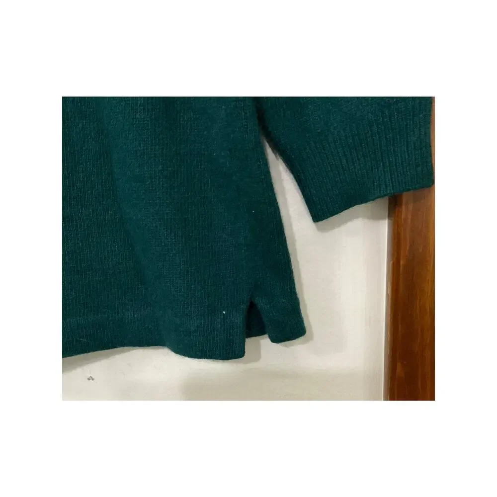 J. Crew Green Wool/Rabbit Hair Blend Sweater Jeweled Neckline Size Large Womens